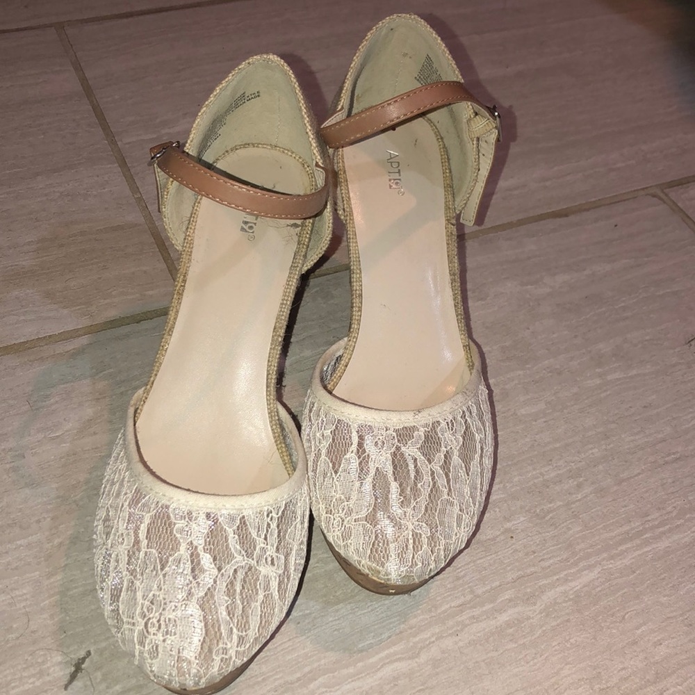 White lace heels
